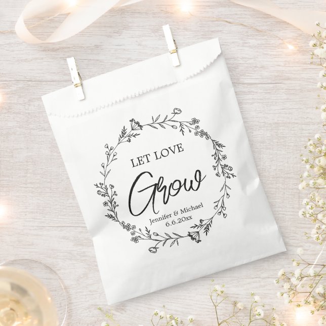 Bolsa De Papel dejar que el amor crezca moda boda botánica en bla (Cortado)