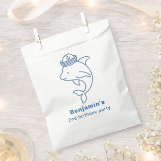 Bolsa De Papel Delfín Adorable, Cumpleaños Náutico Personalizado