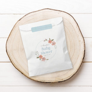 Bolsa De Papel Delicada acuarela Floral Azul Baby Shower