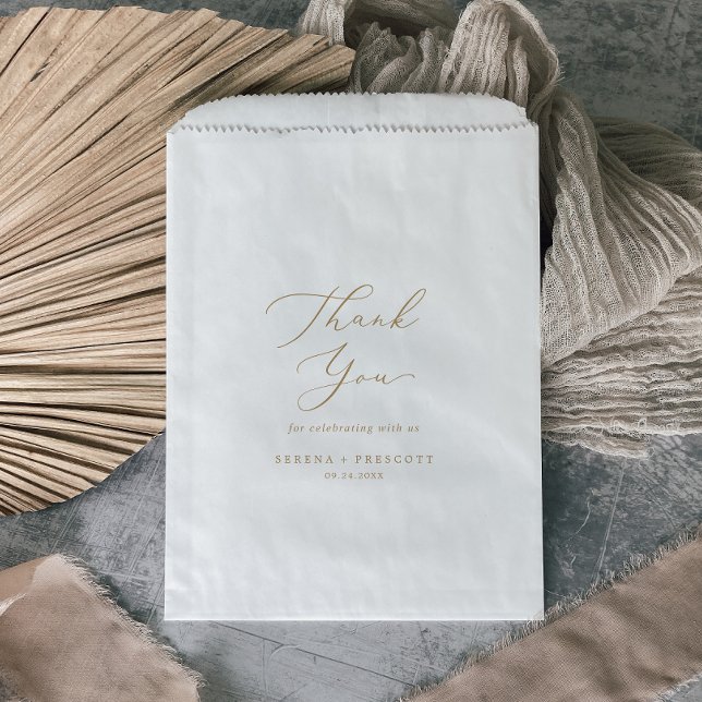 Bolsa De Papel Delicada caligrafía de oro Gracias Boda (Subido por el creador)