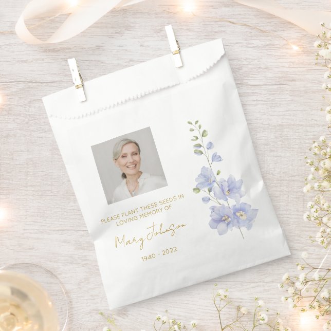 Bolsa De Papel Delphinium | Semilla de Foto Funeral Simple (Cortado)