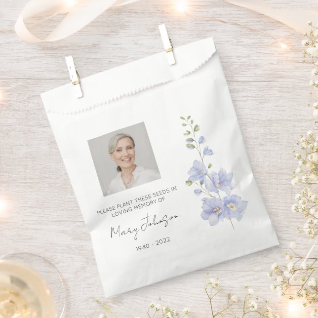 Bolsa De Papel Delphinium | Semilla de Foto Funeral Simple (Cortado)