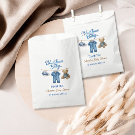 Bolsa De Papel Denim Bear Clothesline Boy Blue Jean Baby Shower