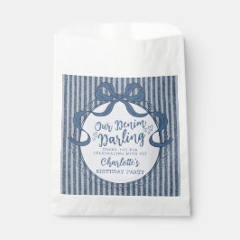 Bolsa De Papel Denim Coquette Bow Blue Jean Baby Birthday