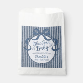 Bolsa De Papel Denim Coquette Bow Blue Jean Baby Shower