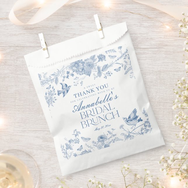 Bolsa De Papel Desayuno Bridal Floral Blue Toile De Jouy Postre (Cortado)
