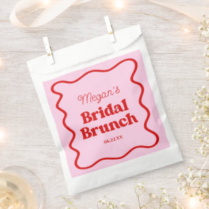 Bolsa De Papel Desayuno Brunch de Boda con Borde Ondulado Rosa Ro