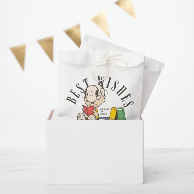 Bolsa De Papel Deseos de graduación de Peanuts Snoopy leyendo (Fiesta)