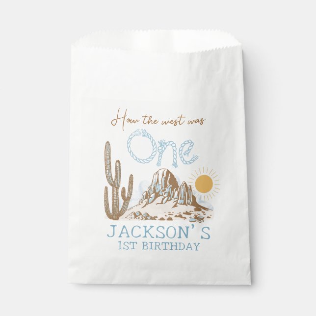Bolsa De Papel Desierto Vintage Wild West Primer cumpleaños (Anverso)
