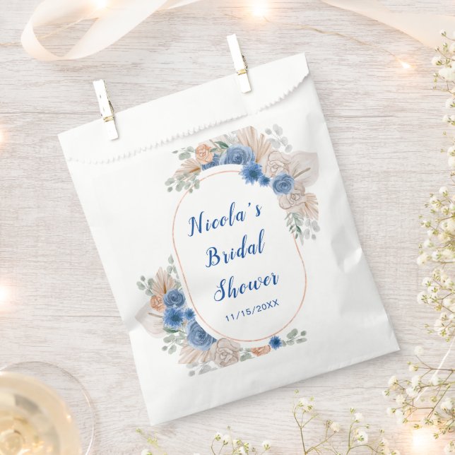 Bolsa De Papel Despedida de soltera Blue Boho Pampas Grass (Cortado)
