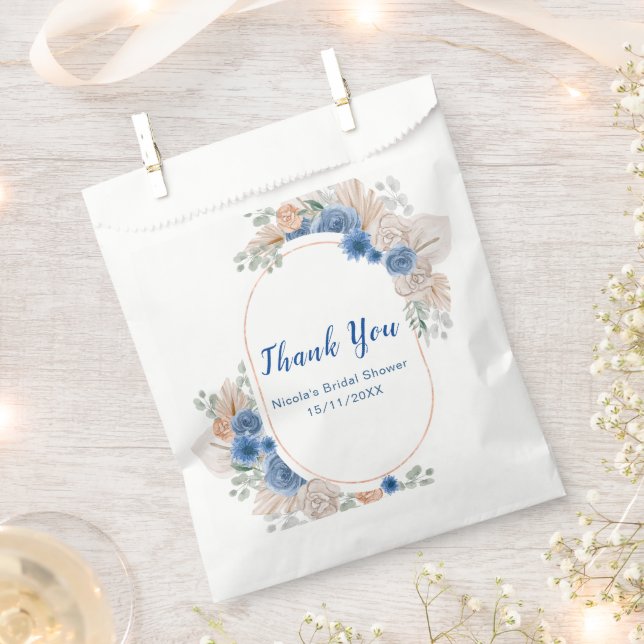Bolsa De Papel Despedida de Soltera Blue Boho Pampas Grass (Cortado)
