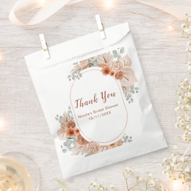 Bolsa De Papel Despedida de Soltera Boho Terracota Pampas Grass (Cortado)