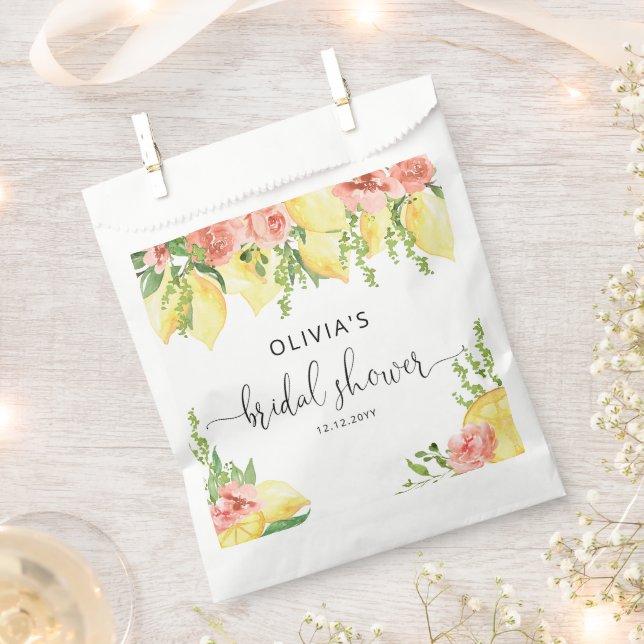 Bolsa De Papel Despedida de soltera botánico de limón acuarela (Cortado)