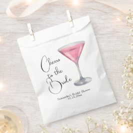 Bolsa De Papel Despedida de soltera cóctel rosa acuarela