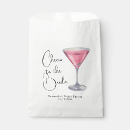 Bolsa De Papel Despedida de soltera cóctel rosa acuarela