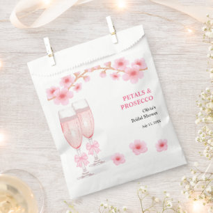 Bolsa De Papel Despedida de soltera con flores de lazo rosa y Pro