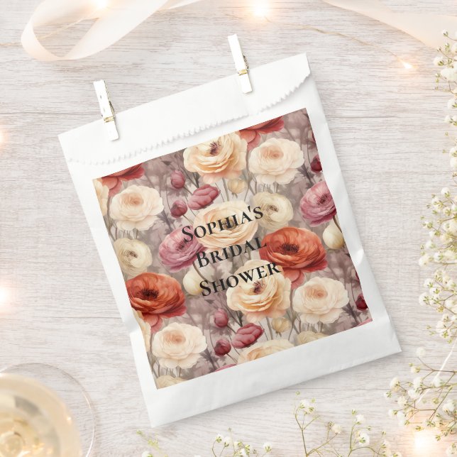 Bolsa De Papel Despedida de soltera con flores de primavera en cr (Cortado)