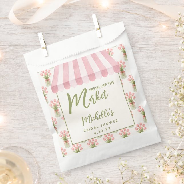 Bolsa De Papel Despedida de soltera con flores rosadas recién lle (Cortado)