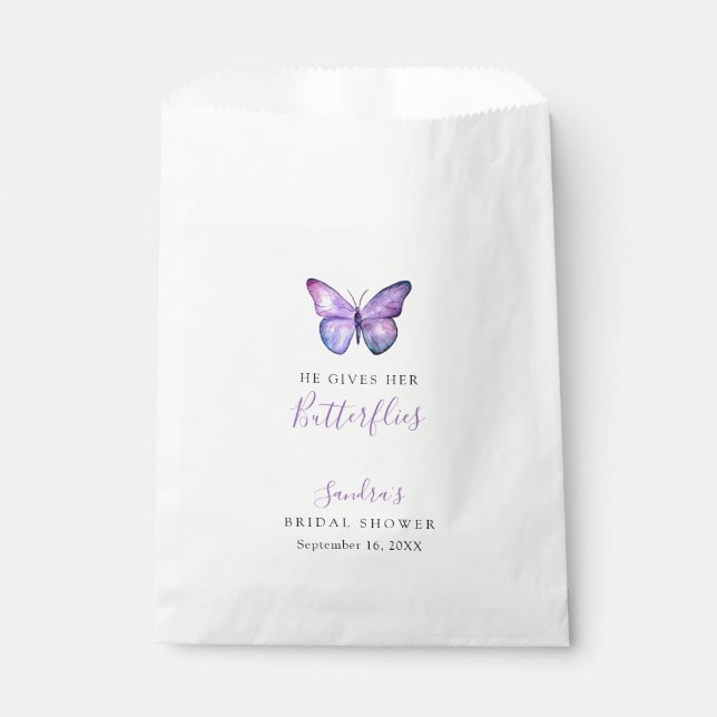 Bolsa De Papel Despedida de soltera Mariposas 'Él le da mariposas (Anverso)