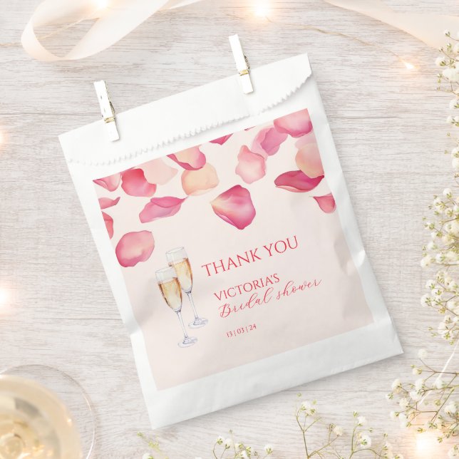 Bolsa De Papel Despedida de Soltera Pétalos Rosados y Prosecco (Cortado)