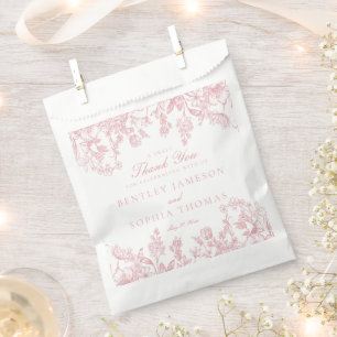 Bolsa De Papel Dessert Boda floral chino rosado