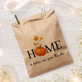Bolsa De Papel Día de Acción de Gracias Calabaza El Hogar es Dond