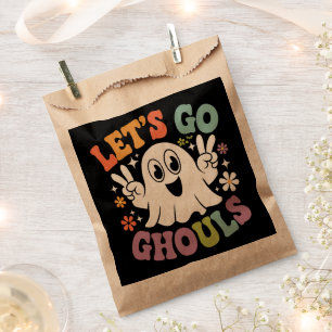 Bolsa De Papel Día de Brujas Vamos Ghouls Fantasma Disfraz Retro