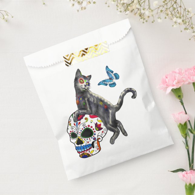 Bolsa De Papel Día De La Calavera De Azúcar De Gato Muerto Y Mari (Sellado)