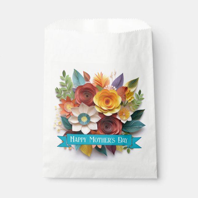 Bolsa De Papel Día de la Madre Floral de Arte de Papel 3D (Anverso)