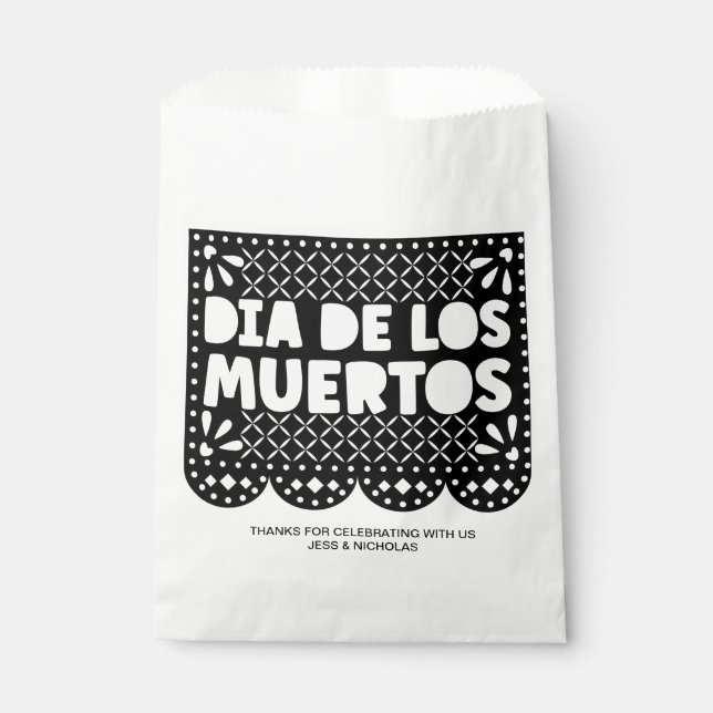 Bolsa De Papel Dia de los Muertos Negro Picado Papel (Anverso)