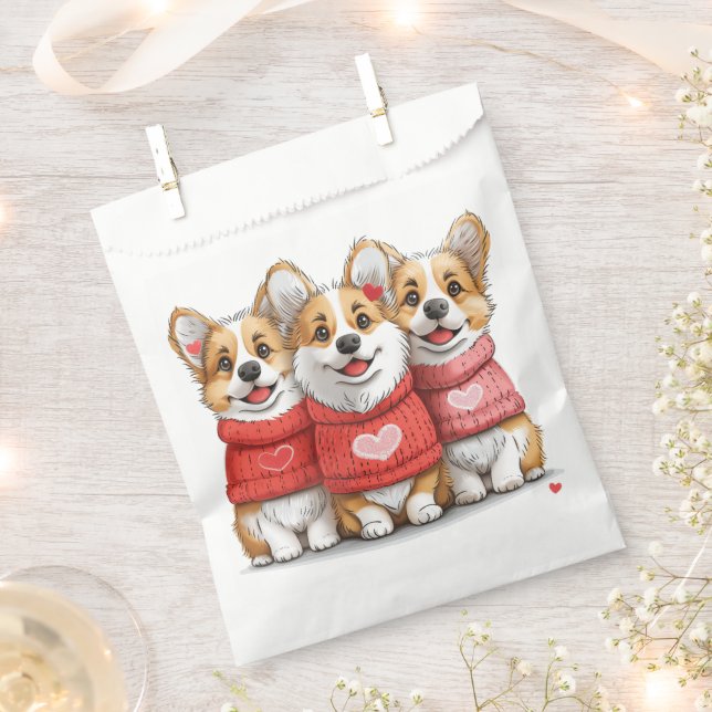 Bolsa De Papel Día de San Valentín Pembroke Welsh Corgi Dogs (Cortado)