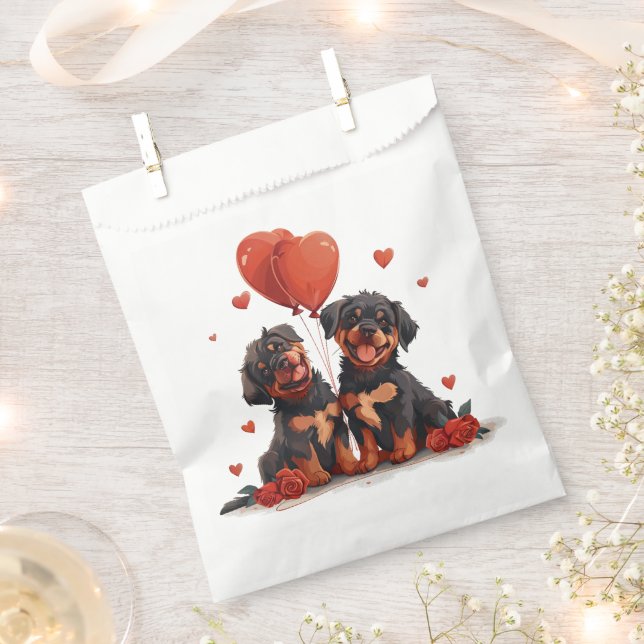 Bolsa De Papel Día de San Valentín Rottweiler Dogs (Cortado)