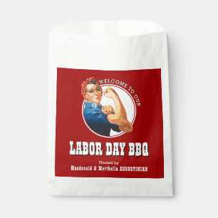 Bolsa De Papel DÍA DEL TRABAJO BBQ Rosie Riveter Favor Bag
