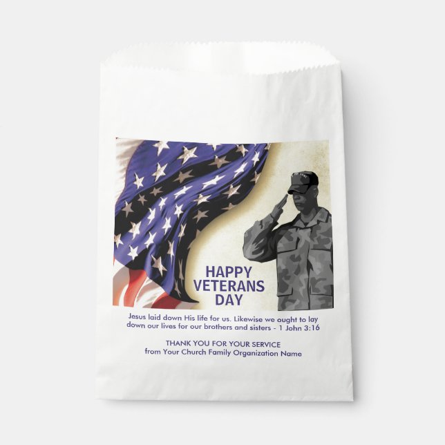 Bolsa De Papel DÍA Patriótico Gracias VETERANS (Anverso)