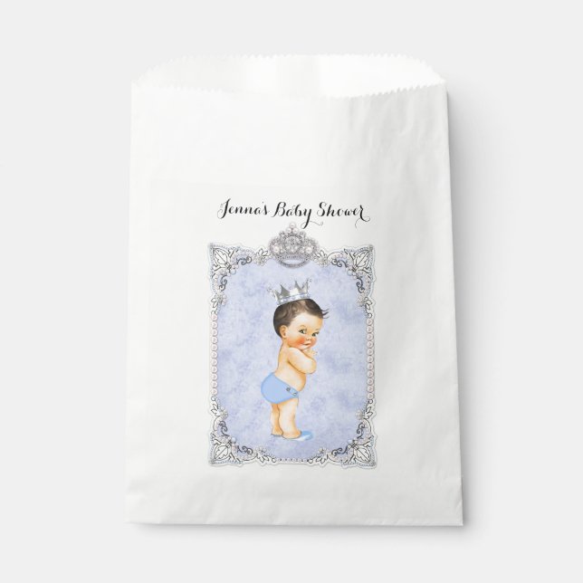 Bolsa De Papel Diamonds Little Prince Crown Baby Boy Blue (Anverso)