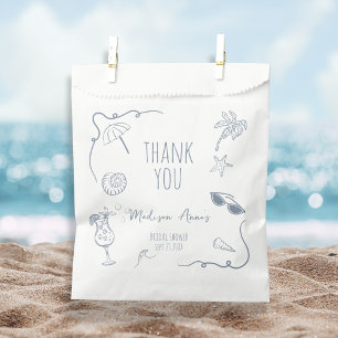 Bolsa De Papel Dibujo a Mano de Playa Garabato Agradecimiento Des