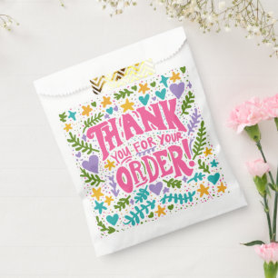 Bolsa De Papel Dibujo a Mano Personalizado Gracias para Pequeñas 