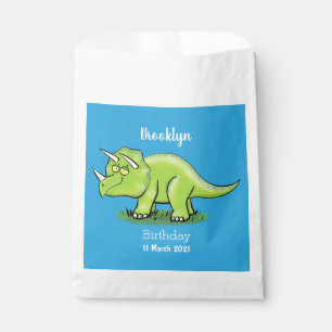 Bolsa De Papel Dibujo animado de dinosaurio triceratops verde fel