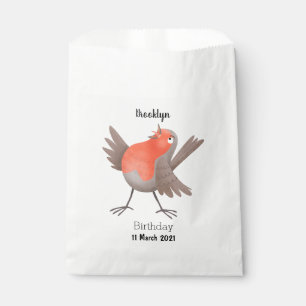 Bolsa De Papel Dibujo animado de pájaro petirrojo cantando lindo