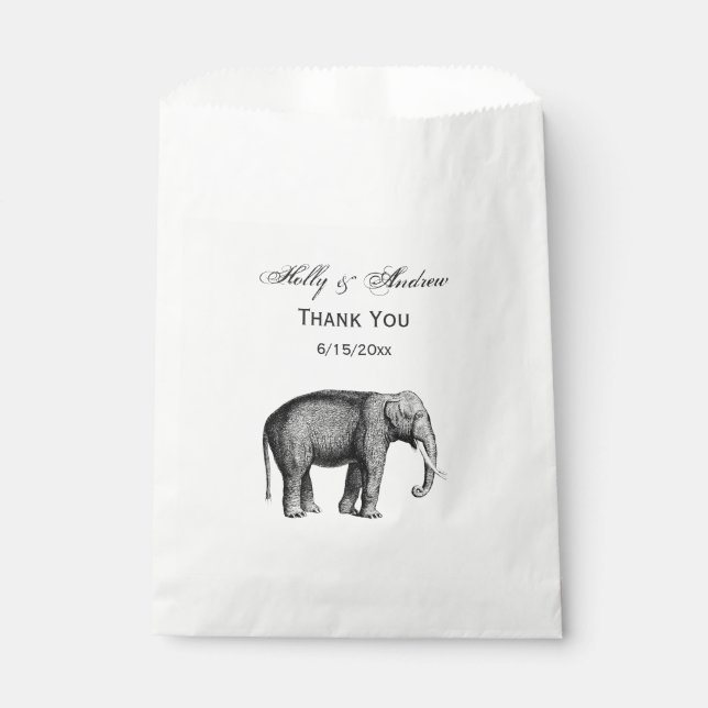 Bolsa De Papel Dibujo Antiguo de Elefante (Anverso)