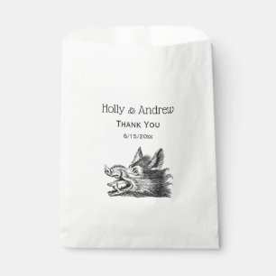 Bolsa De Papel Dibujo en blanco y negro de cabeza de jabalí vinta