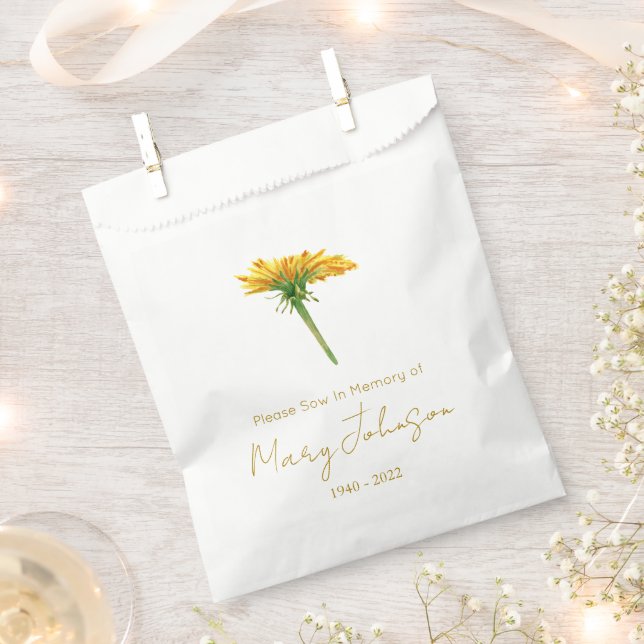 Bolsa De Papel Diente de león | Simple paquete de semillas Funera (Cortado)