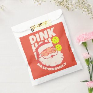 Bolsa De Papel Dink Responsable HoHoHo Pickleball Pink Santa