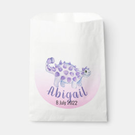 Bolsa De Papel Dino de acuarela lindo en violeta con personalizad