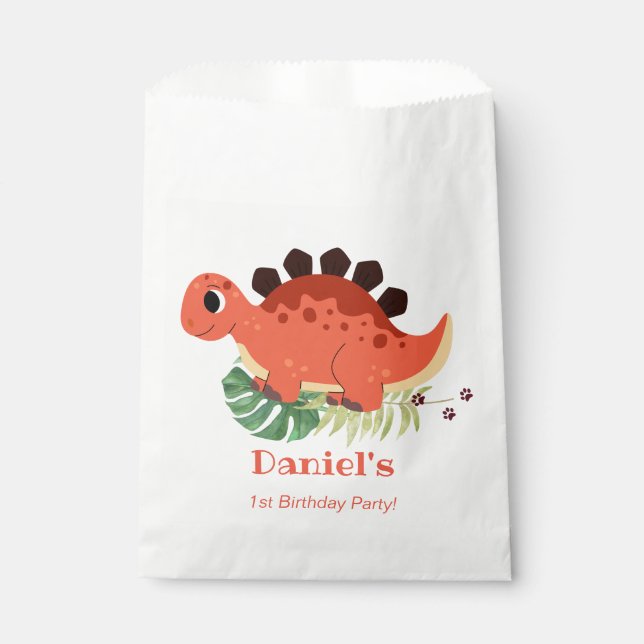 Bolsa De Papel Dino Fiesta fiesta de cumpleaños de los dinosaurio (Anverso)