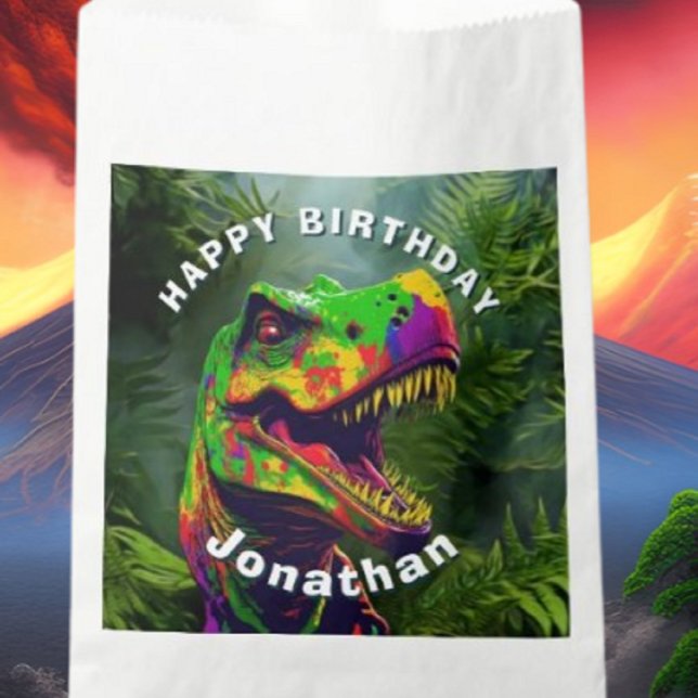 Bolsa De Papel Dino T Rex Jungle Feliz cumpleaños (Bring your dream party to life with our selection of quality Dinosaur themed party supplies)