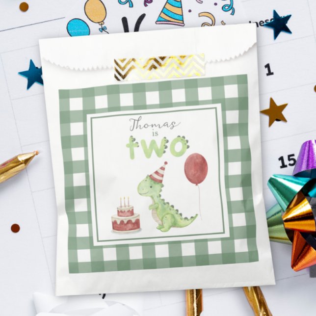 Bolsa De Papel Dinosaur a la acuarela cumpleaños 2 (Subido por el creador)