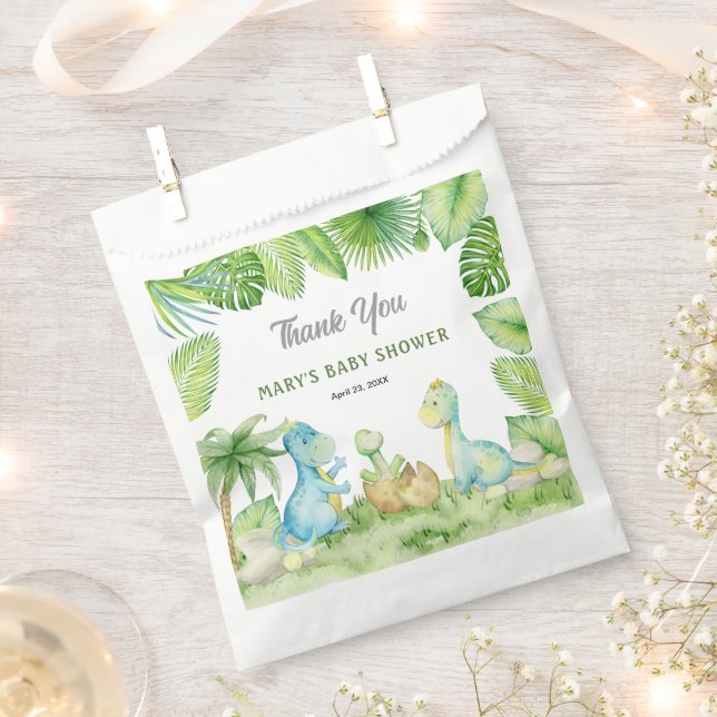 Bolsa De Papel Dinosaur Baby Shower Gracias (Cortado)