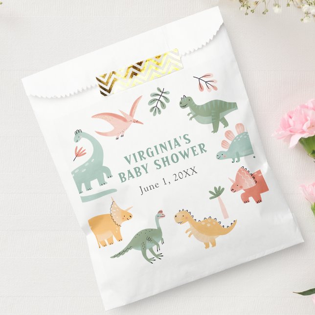 Bolsa De Papel Dinosaurio (Dinosaur Theme Decor Baby Shower Favor Bag by Painted Paperie
)