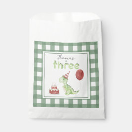 Bolsa De Papel Dinosaurio acuarela cumpleaños 3